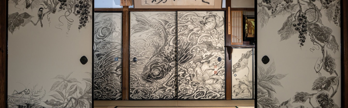 modern art in the hidden temple in Kyoto